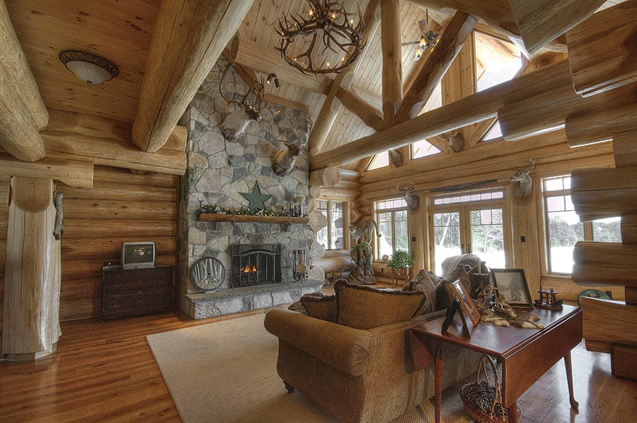 Living room with fireplace