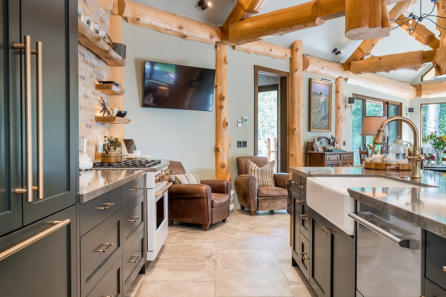 Kitchen island and seating area