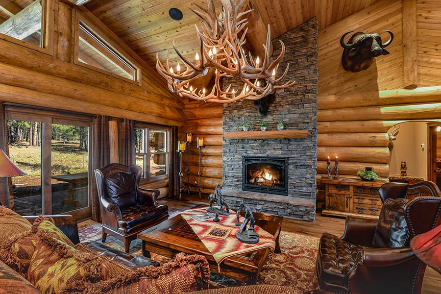 Interior View Fireplace and Living Room